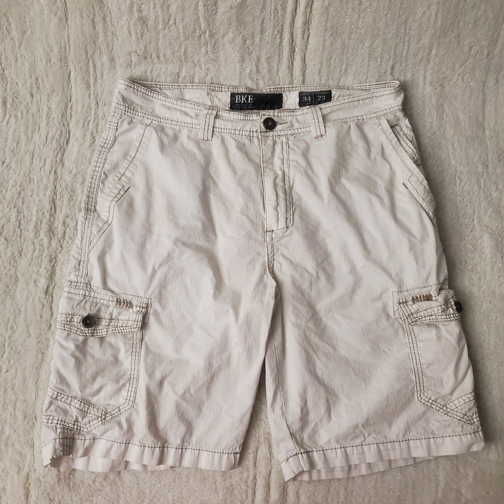 BKE Men's Cargo Shorts in Off-White